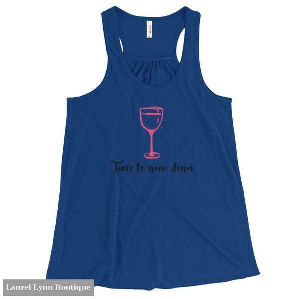 Time To Wine Down Flowy Racerback Tank - True Royal / Xs - 6719589 - Printful - Blairs Jewelry & Gifts