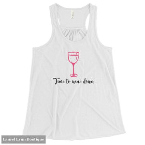 Time To Wine Down Flowy Racerback Tank - White / Xs - 6257845 - Printful - Blairs Jewelry & Gifts