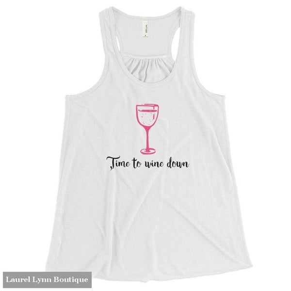 Time To Wine Down Flowy Racerback Tank - White / Xs - 6257845 - Printful - Blairs Jewelry & Gifts