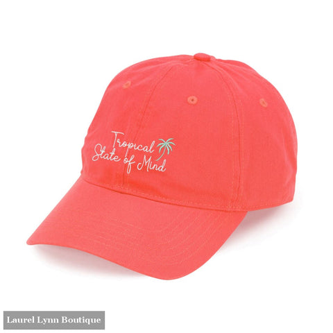 Tropical State of Mind Embroidered Coral Cap - M190VL-CORAL-TROPICAL - Viv & Lou