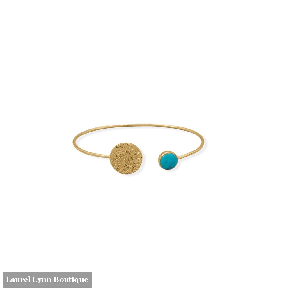 Turquoise and Hammered Disk Cuff Bracelet - 23613 - Liliana Skye