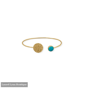 Turquoise and Hammered Disk Cuff Bracelet - 23613 - Liliana Skye