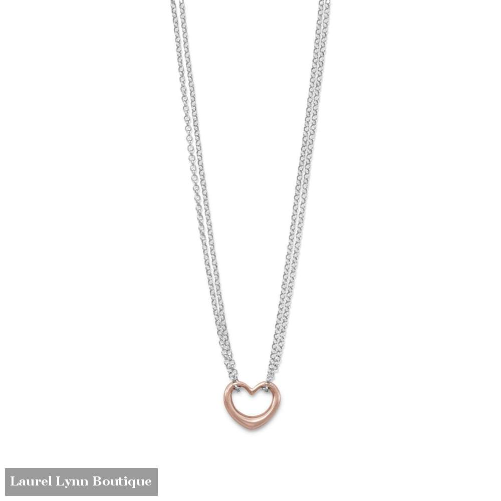 Two Tone Double Strand Open Heart Necklace - Liliana Skye - Blairs Jewelry & Gifts
