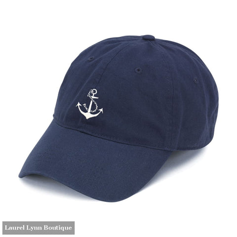 White Anchor Embroidered Navy Cap - M190VL-NAVY-WTANCH - Viv & Lou